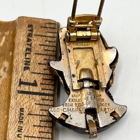 Antique Edgar Bergen Charlie McCarthy Enamel Fur Clip - Picture 6 of 7